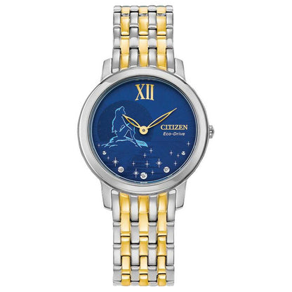 LADIES' ARIEL DIAMOND ECO-DRIVE TWO-TONE STAINLESS STEEL WATCH, DARK BLUE DIAL