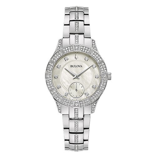 LADIES PHANTOM SILVER CRYSTAL WATCH WHITE MOTHER-OF-PEARL DIAL