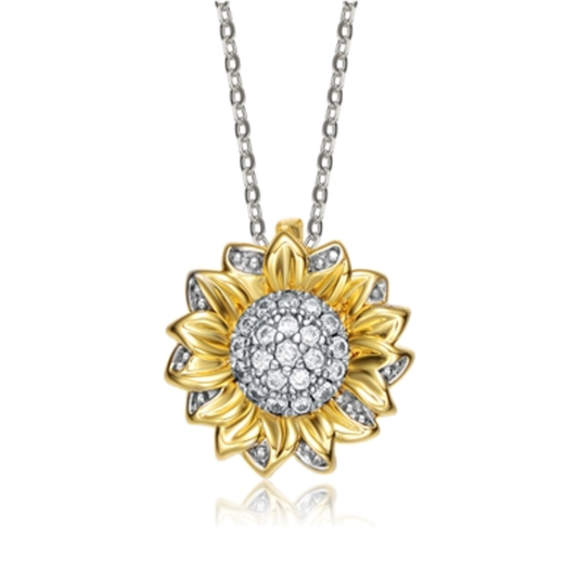 14K YELLOW GOLD CLASSIC FLOWER NECKLACE, GOLD, 18"