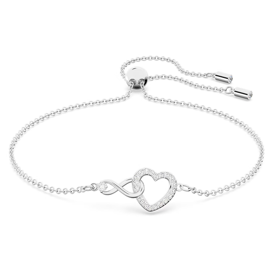 SWAROVSKI HYPERBOLA BRACELET INFINITY AND HEART, WHITE, RHODIUM PLATED