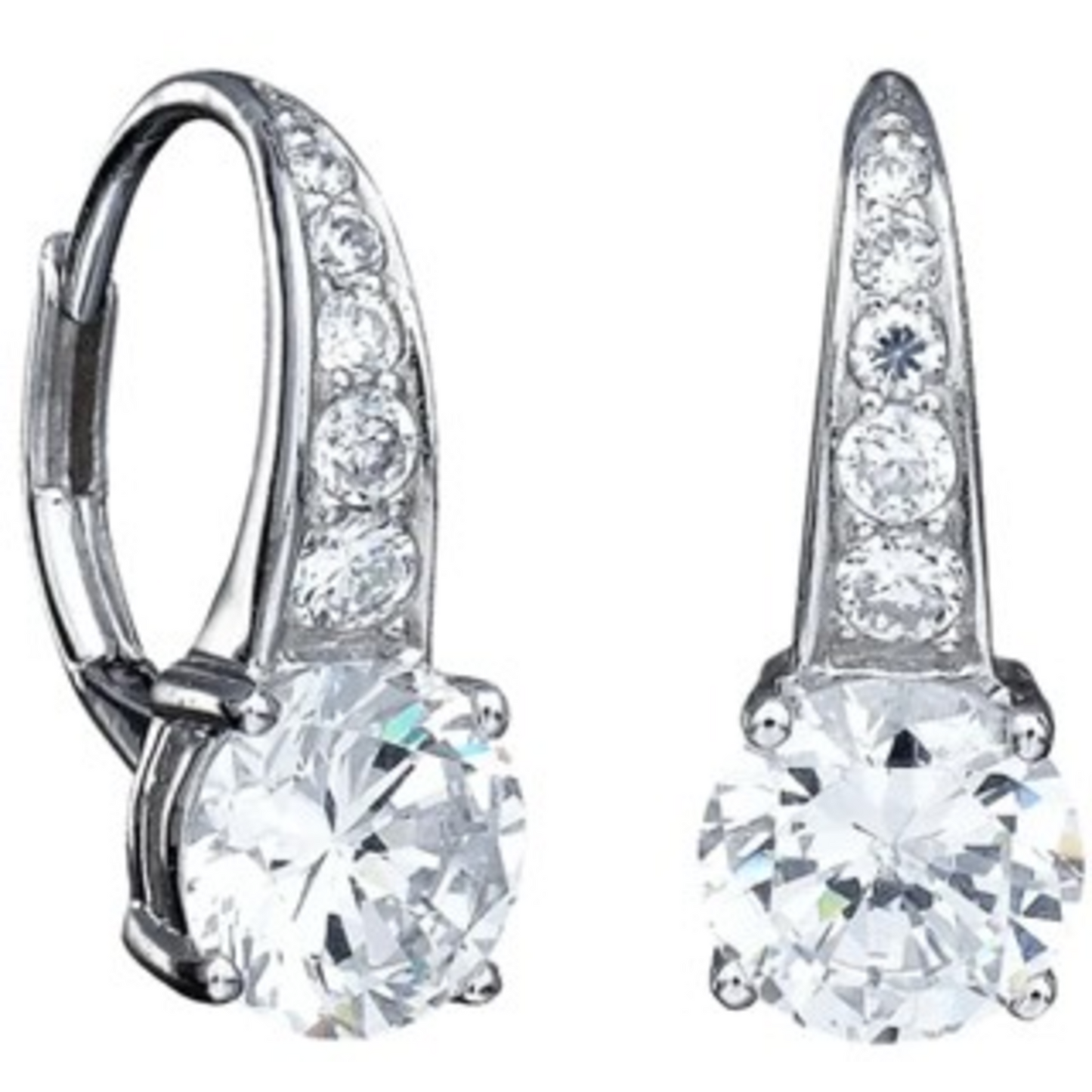 CRISLU ACCENTED BRILLIANT CUT LEVERBACK DROP EARRINGS FINISHED IN PURE PLATINUM