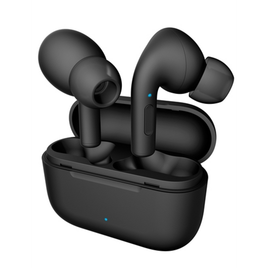 TRUE WIRELESS EARBUDS WITH CHARGING CASE, BLACK