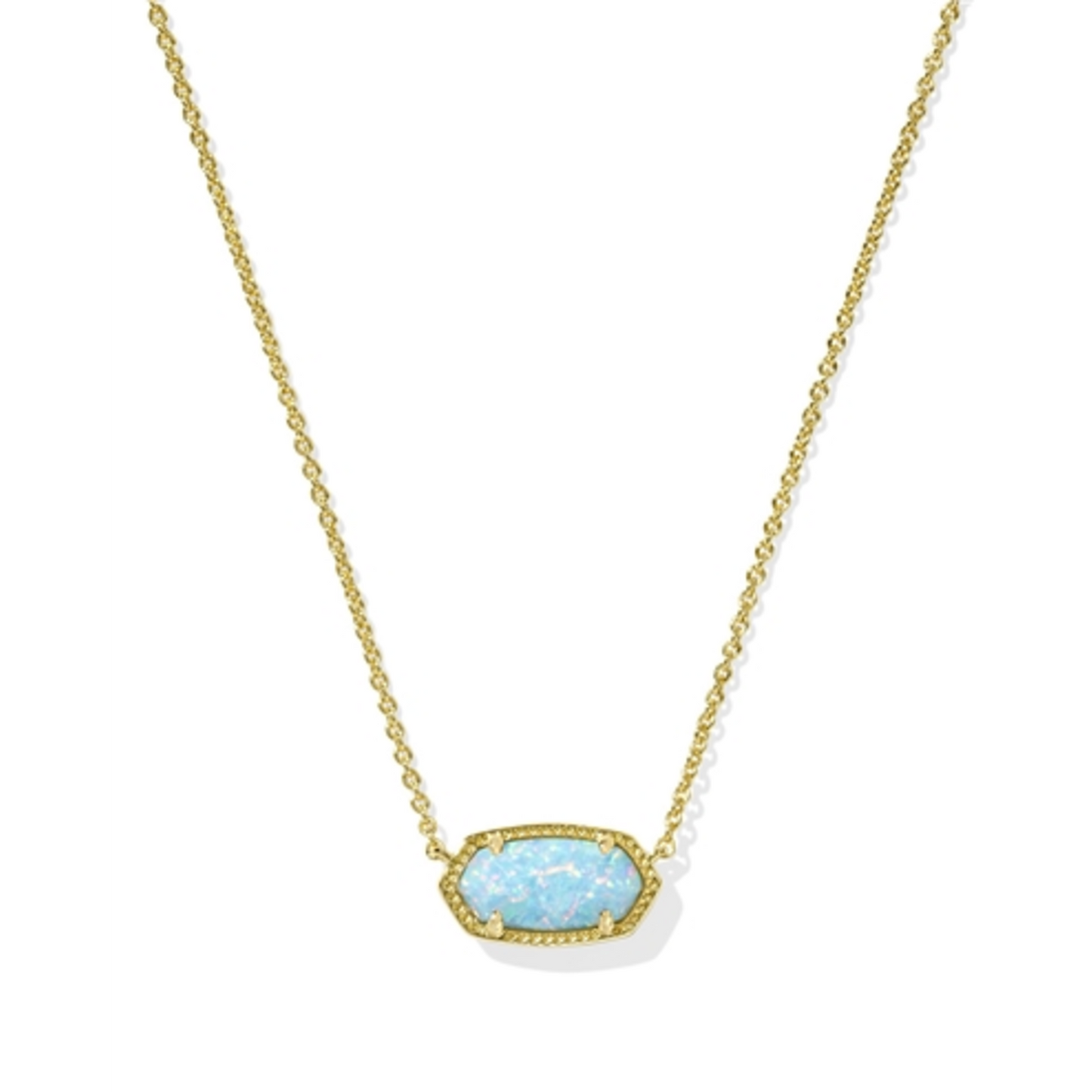 ELISA SHORT PENDANT NECKLACE, GOLD LIGHT TEAL KYOCERA OPAL