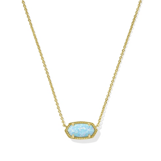 ELISA SHORT PENDANT NECKLACE, GOLD LIGHT TEAL KYOCERA OPAL