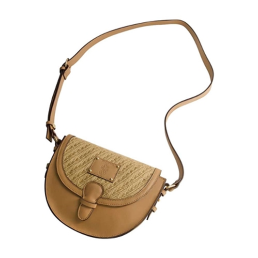 RAFFIA CROSSBODY FLAP BAG, TAN