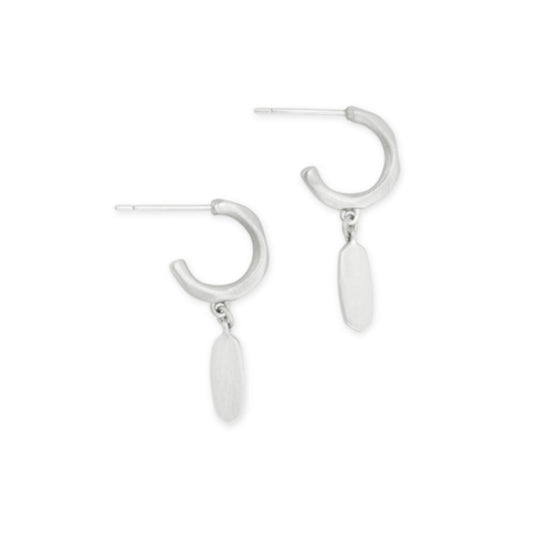KENDRA SCOTT FERN HUGGIE BRIGHT SILVER EARRINGS