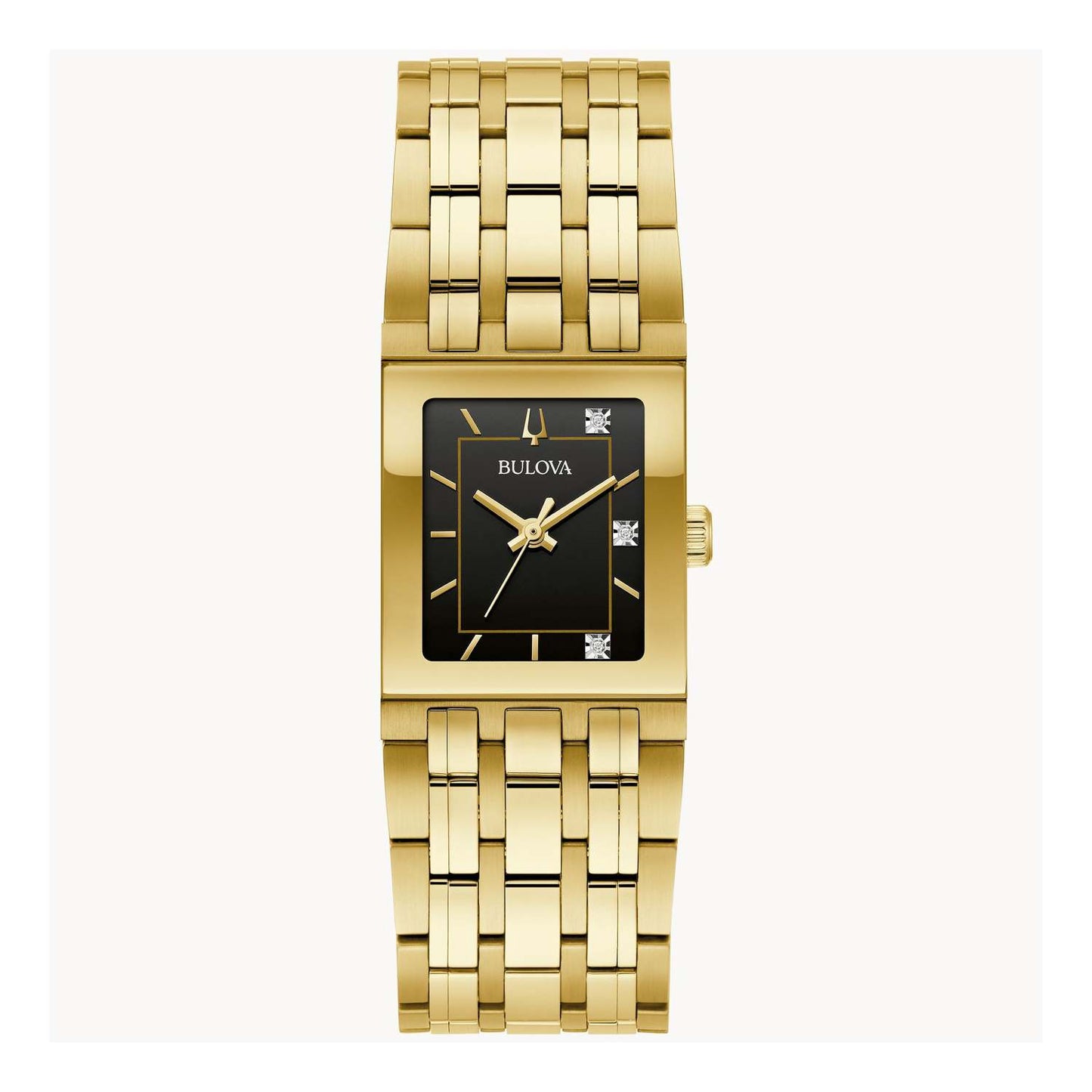 LADIES MARC ANTHONY QUADRA GOLD-TONE SS RECTANGULAR WATCH BLACK DIAL
