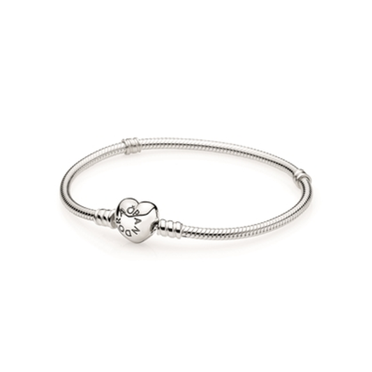MOMENTS HEART CLASP SNAKE CHAIN BRACELET, STERLING SILVER, 7.5
