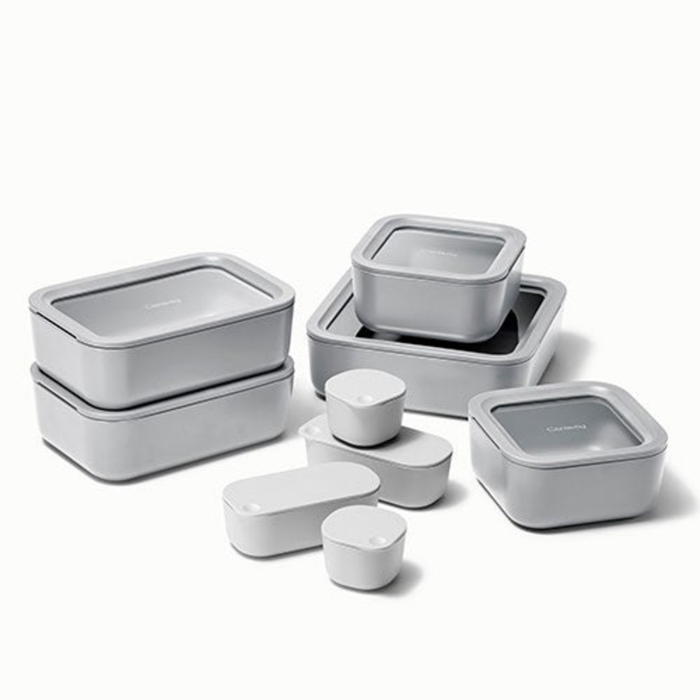 14PC GLASS FOOD STORAGE SET GRAY
