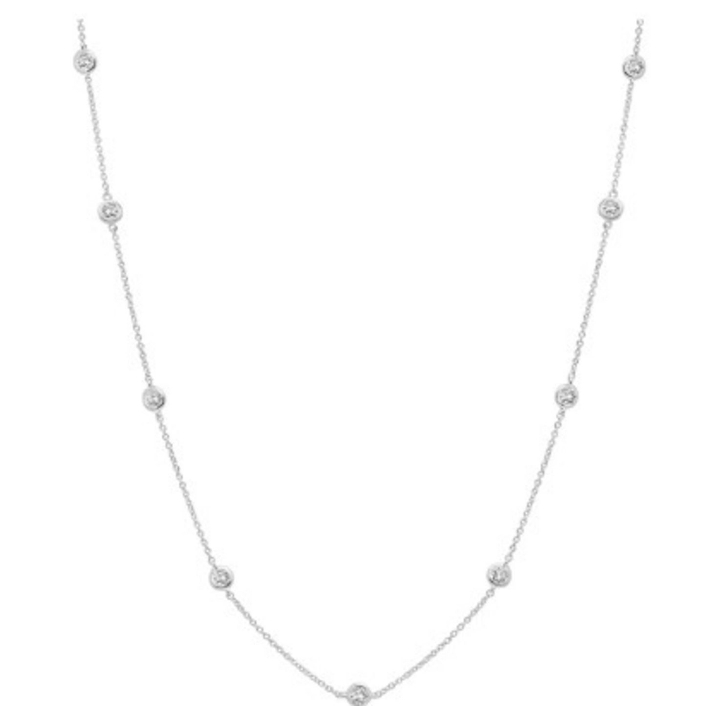 CRISLU CRISLU BEZEL 16" NECKLACE FINISHED IN PURE PLATINUM