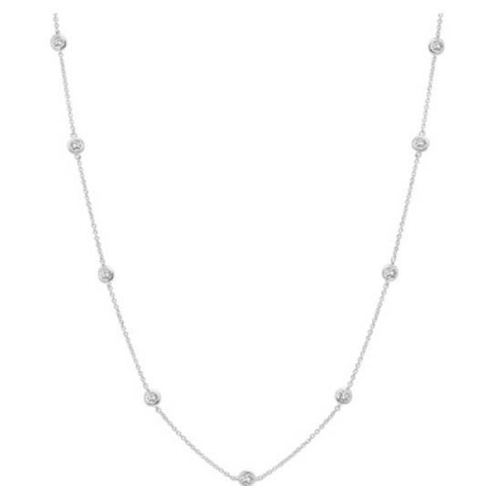 CRISLU CRISLU BEZEL 16" NECKLACE FINISHED IN PURE PLATINUM