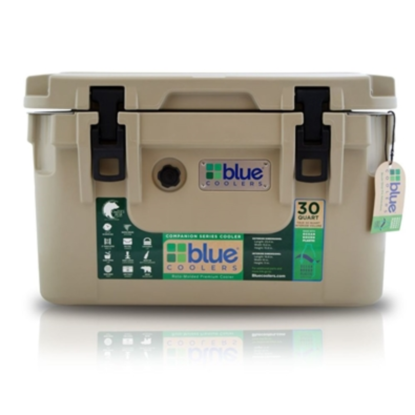 30Q COMPANION OCEAN BOUND PLASTIC COOLER, TAN, 30Q