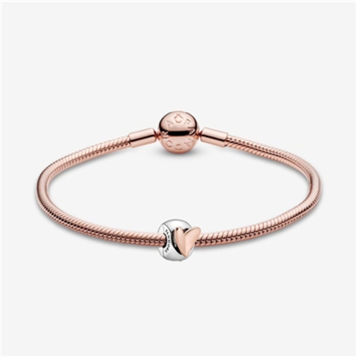 FLOATING HEART  BRACELET, ROSE GOLD, 7.9"