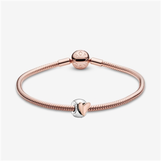 FLOATING HEART  BRACELET, ROSE GOLD, 7.9"