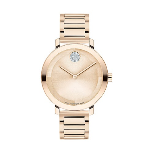 LADIES' BOLD EVOLUTION 2.0 ROSE GOLD-TONE SS WATCH W/ CRYSTAL DOT, RG DIAL