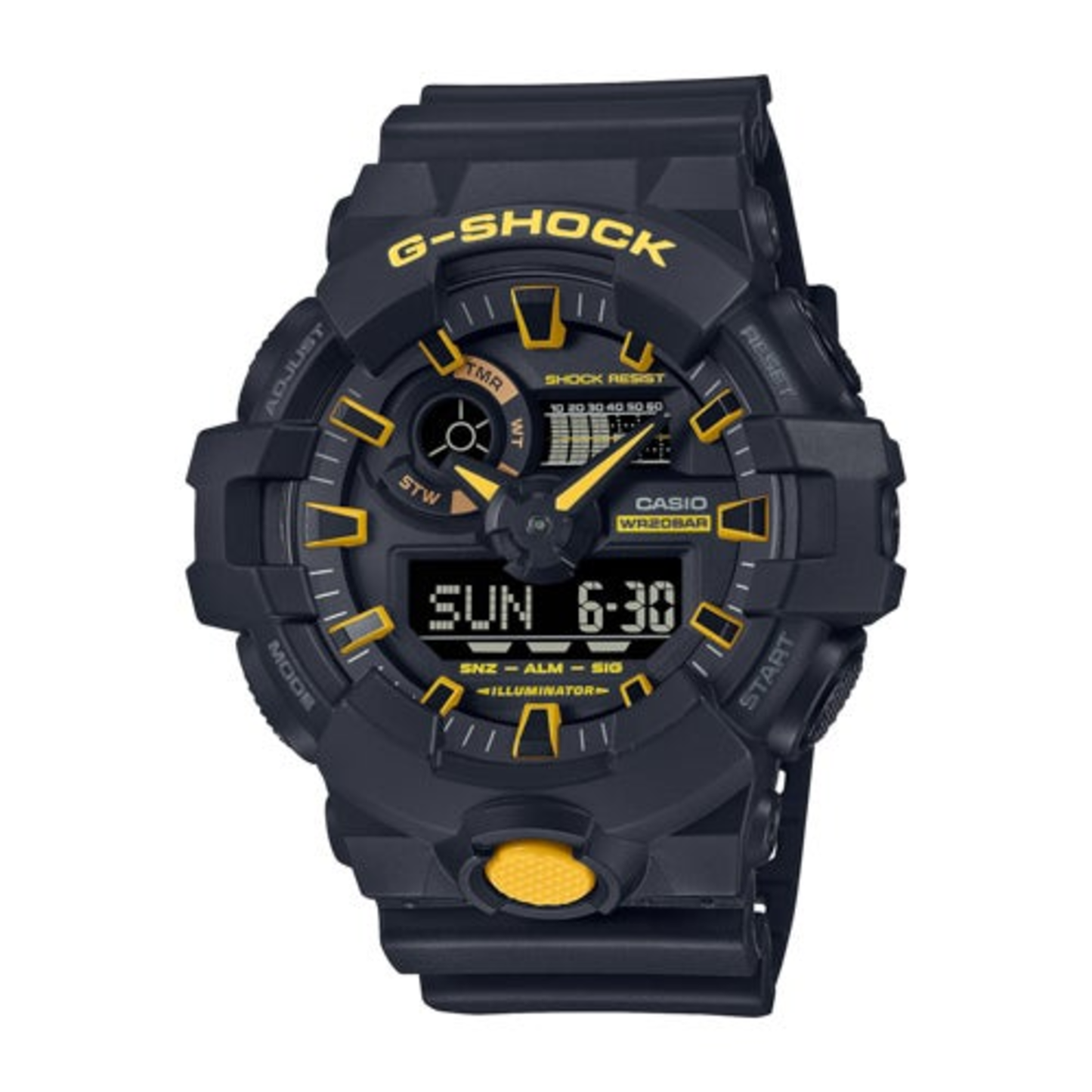 MEN'S G-SHOCK BLACK & YELLOW RESIN ANA-DIGI WATCH
