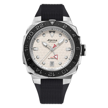 MEN'S SEASTRONG DIVER EXTREME AUTOMATIC GMT BLACK RUBBER STRAP, SILVER DIAL
