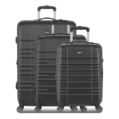 8027 3PC EXPANDABLE HARDSIDE SPINNER SET BLACK
