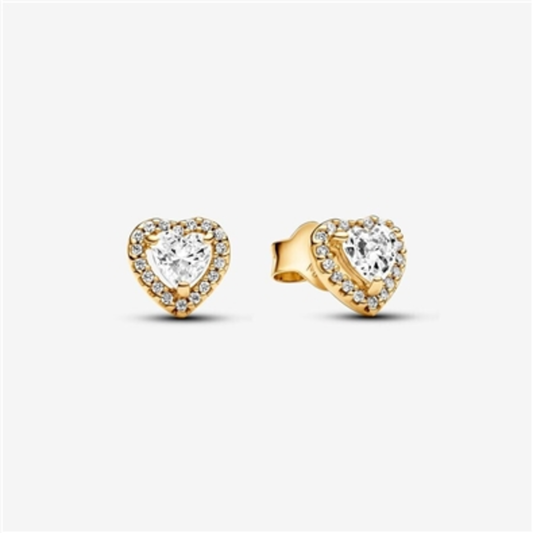 SPARKLING ELEVATED HEART STUD EARRINGS