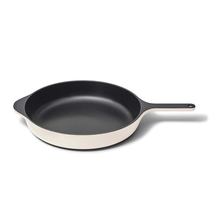 12" ENAMELED CAST IRON LARGE SKILLET CREAM