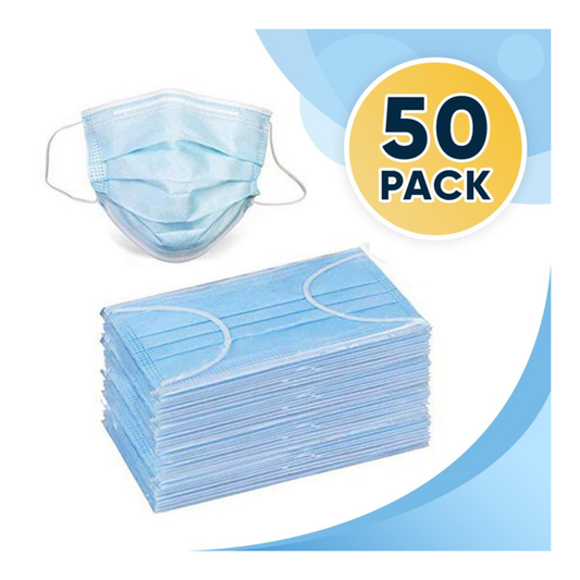 3 LAYER DISPOSABLE FACE MASK KIT - (BOX OF 50)