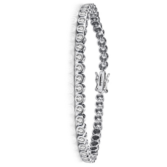 CZ RHODIUM CLASSIC TENNIS BRACELET, GOLD, 7"