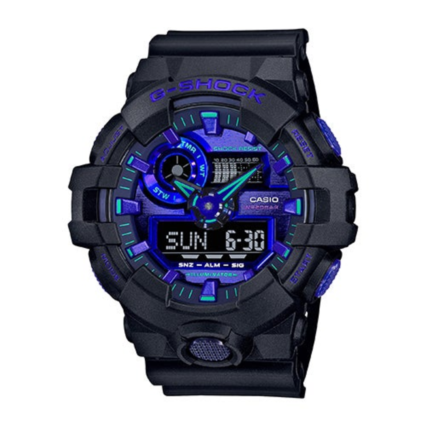 MENS G-SHOCK VIRTUAL BLACK METALLIC ANALOG/DIGITAL WATCH BLUE VIOLET