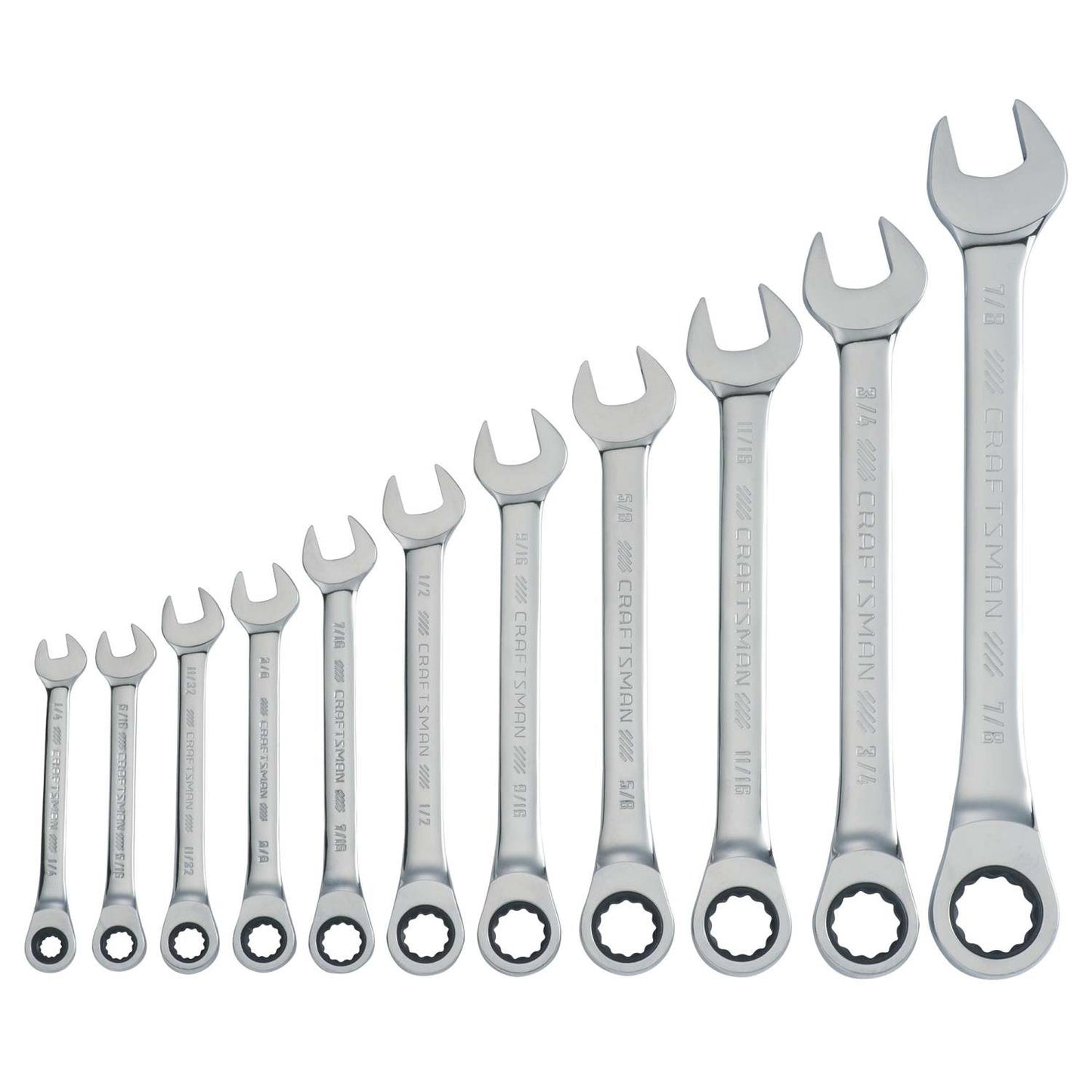 11PC SAE RATCHETING COMBINATION WRENCH SET