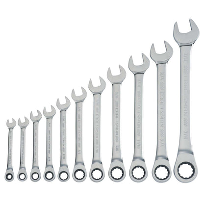 11PC SAE RATCHETING COMBINATION WRENCH SET