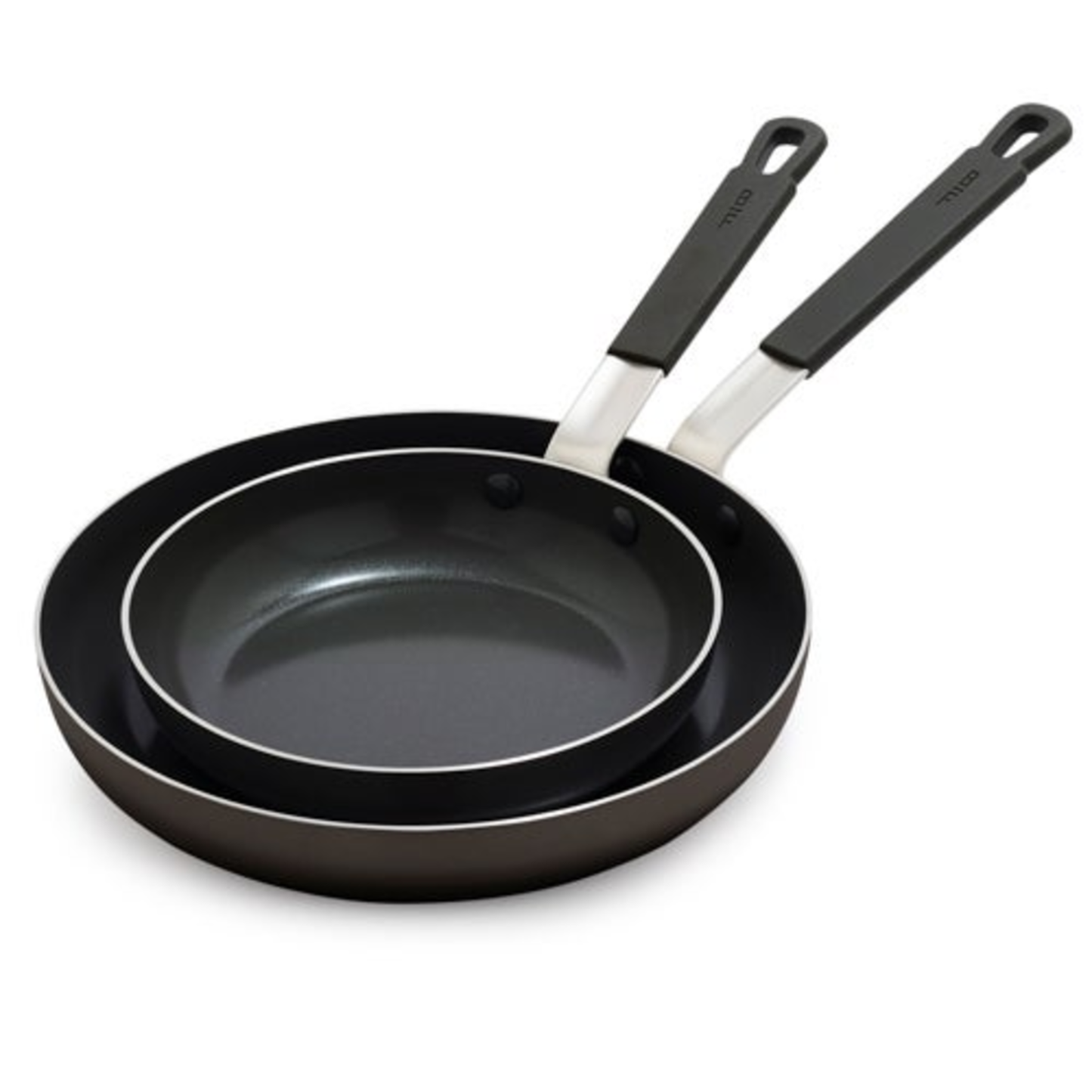 CERAMIC NONSTICK ALUMINUM 2PC FRY PAN SET BLACK