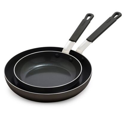 CERAMIC NONSTICK ALUMINUM 2PC FRY PAN SET BLACK