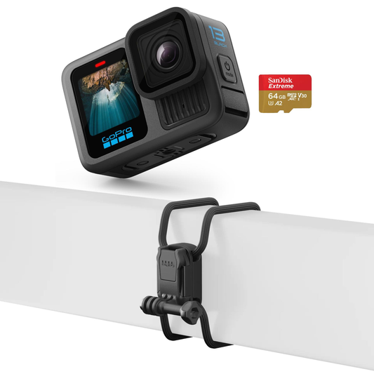 GOPRO HERO13 BLACK + GOPRO FLEXIBLE MOUNT + GOPRO 64GB MICROSD MEMORY CARD