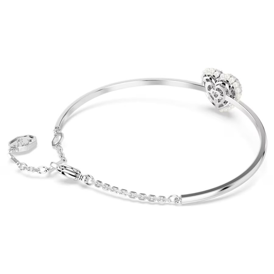 SWAROVSKI HYPERBOLA BANGLE HEART, WHITE, RHODIUM PLATED