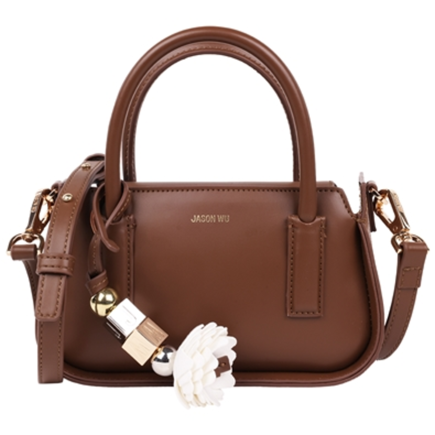 STRUCTURED MINI BAG W/ CROSSBODY STRAP, BROWN