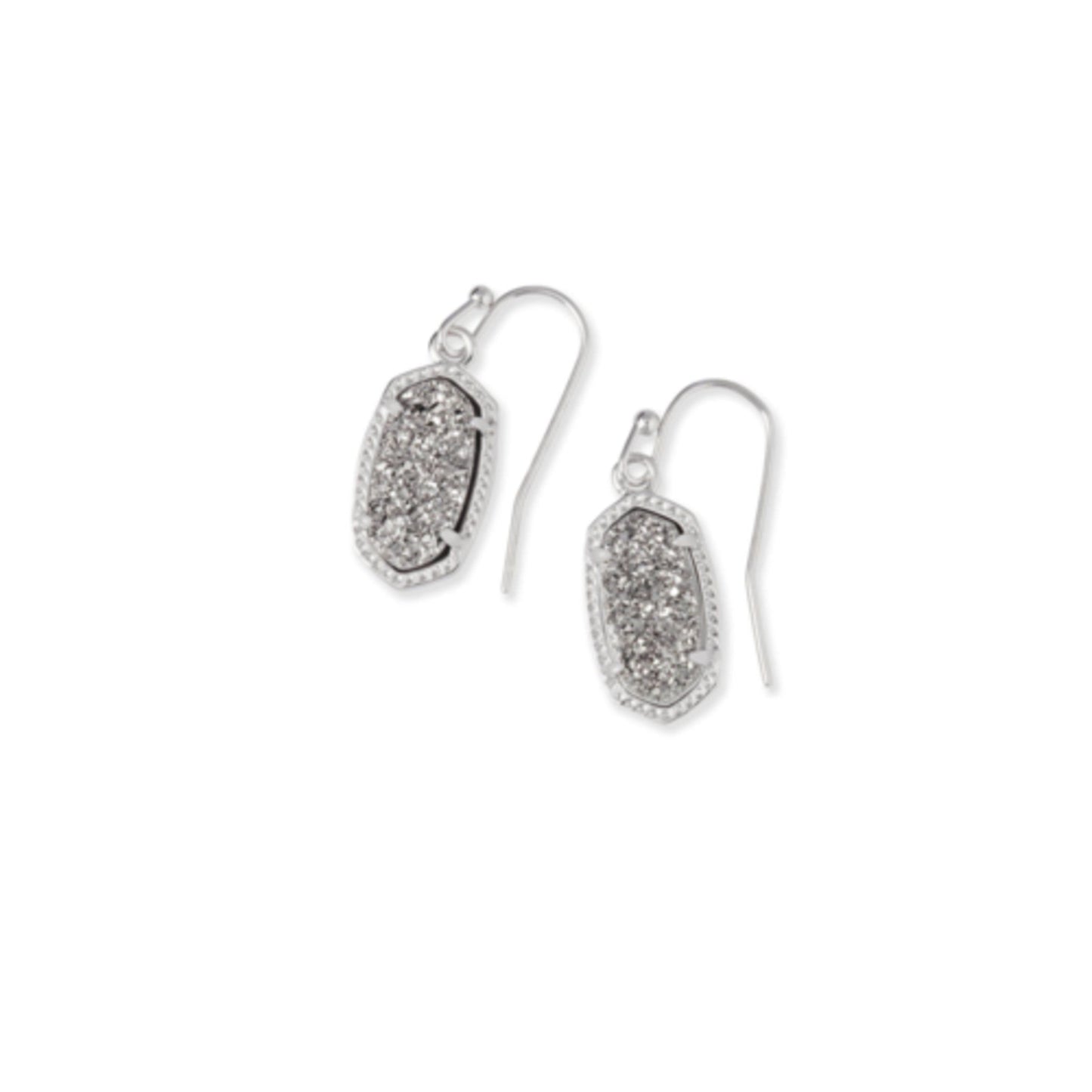 KENDRA SCOTT LEE SILVER DROP EARRINGS IN PLATINUM DRUSY