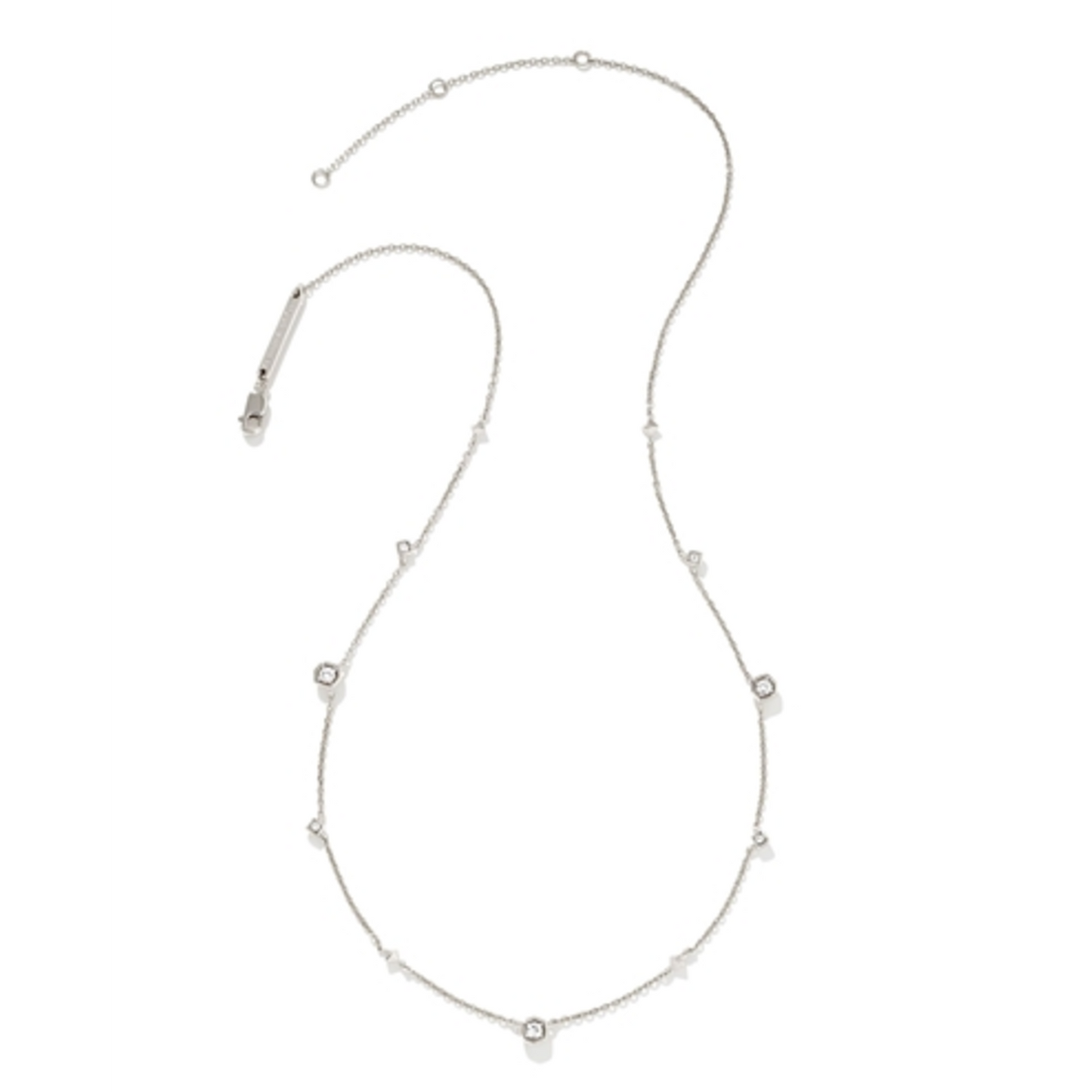 DAVIE TRIO STRAND NECKLACE, STERLING SILVER/WHITE SAPPHIRE