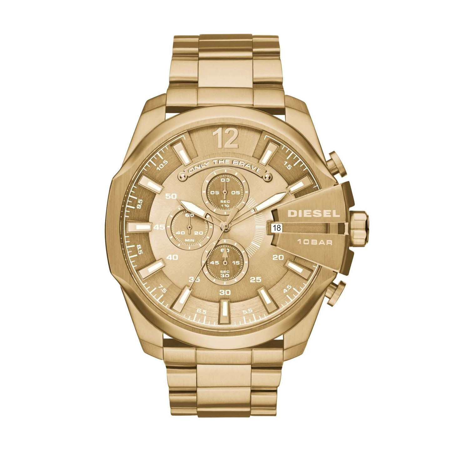 MENS MEGA CHIEF GOLD-TONE STAINLESS STEEL WATCH GOLD DIAL