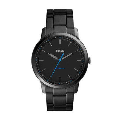 MENS MINIMALIST BLACK ION-PLATED WATCH BLACK DIAL