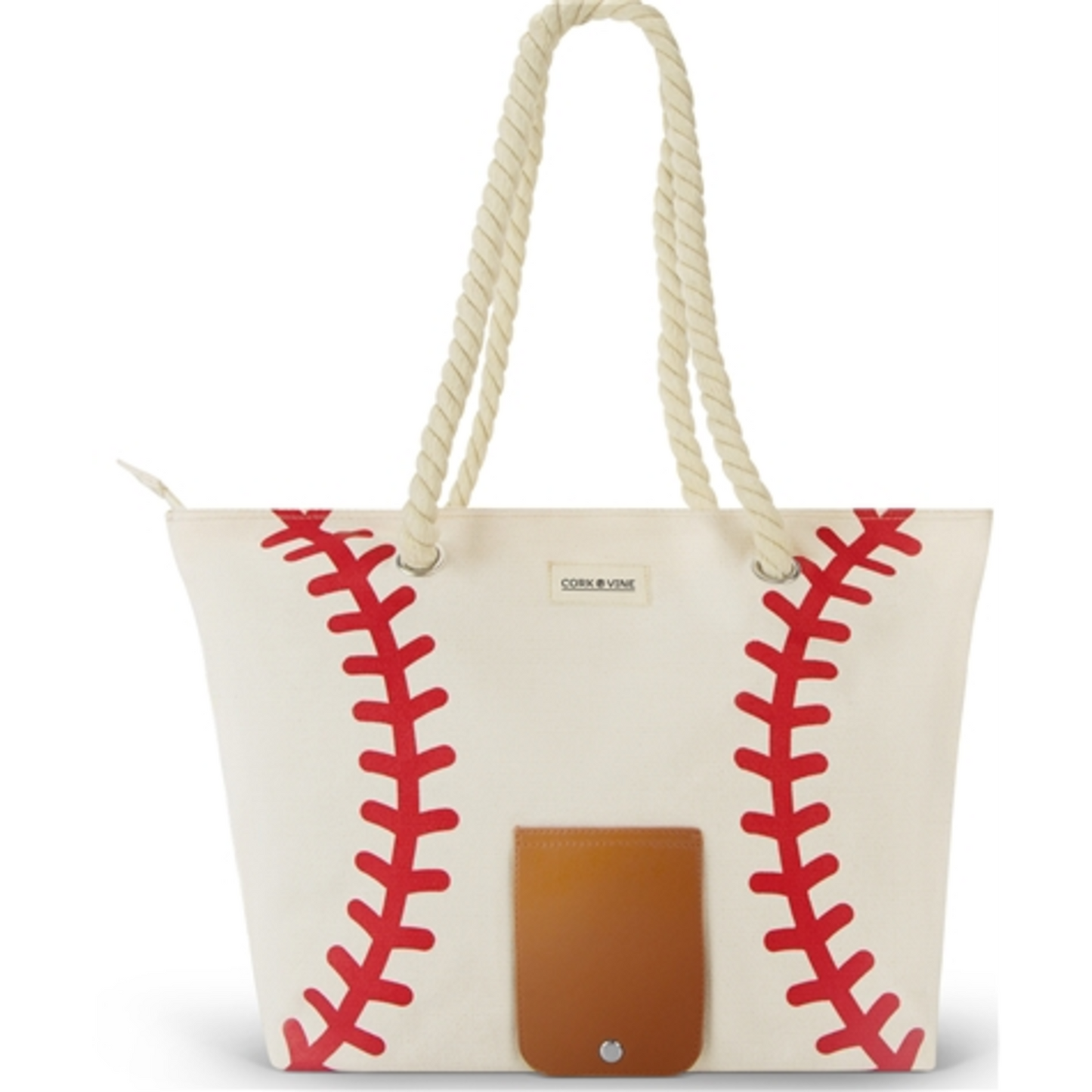 WINE TOTE, WHITE/RED