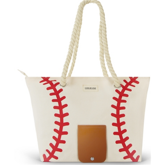 WINE TOTE, WHITE/RED