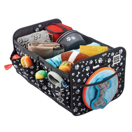 COLLAPSIBLE MULTIPURPOSE ORGANIZER, BLACK W/ WHITE PAW PRINT, ALL