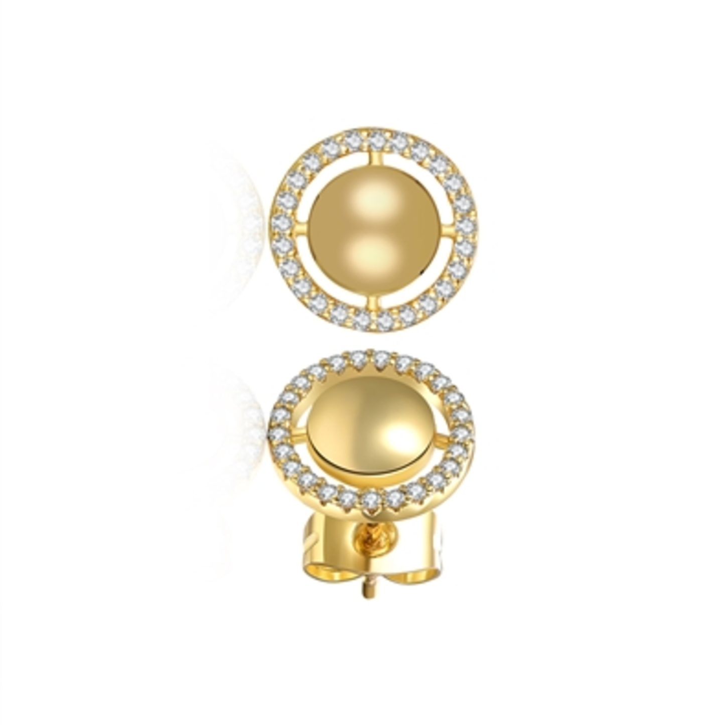 14K GOLD HALO STUD EARRINGS, GOLD