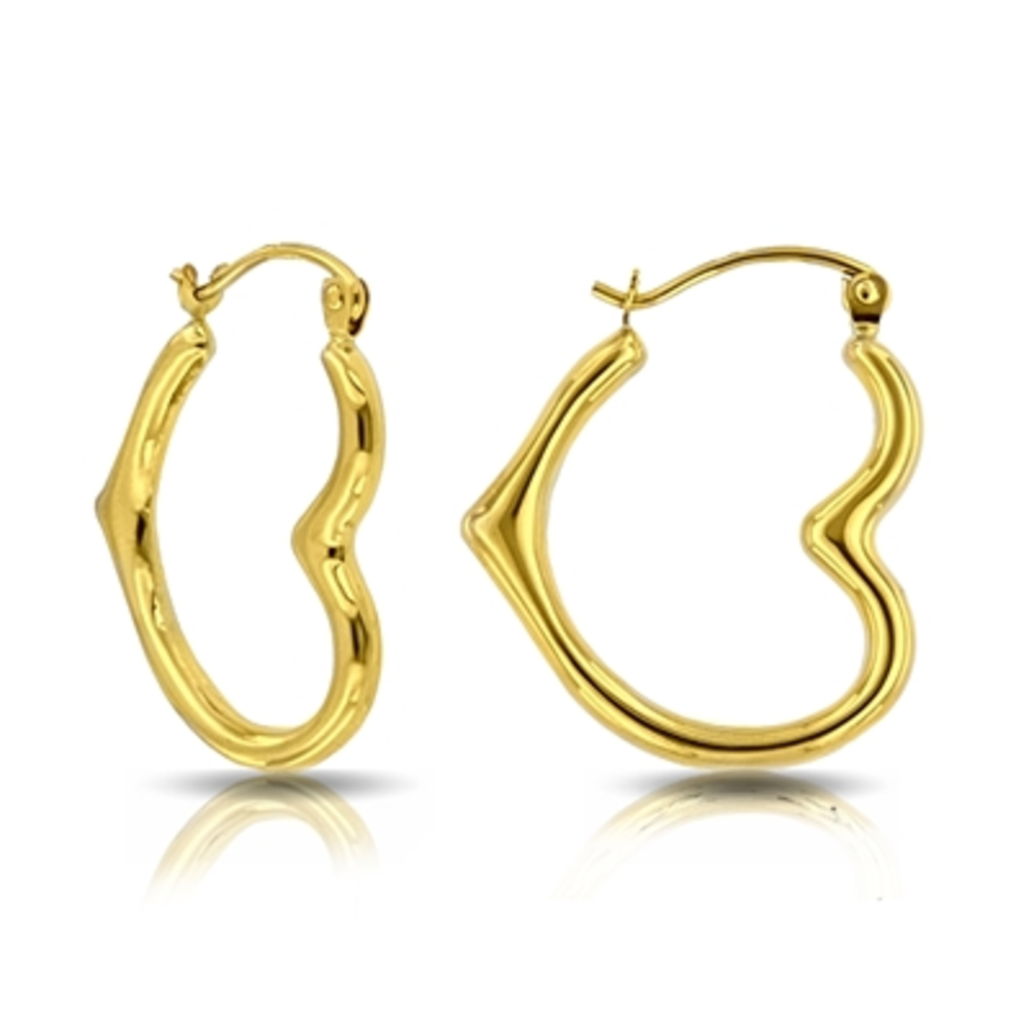 HEART HOOP EARRINGS, GOLD, 30X27MM