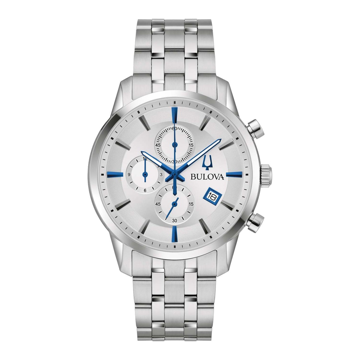 MEN'S SUTTON CHRONOGRAPH SILVER-TONE STAINLESS STEEL WATCH, SILVER DIAL