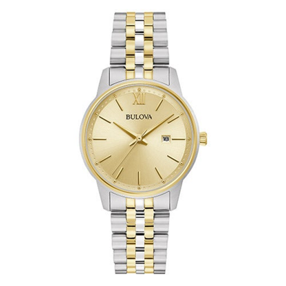 LADIES' CORPORATE COLLECTION TWO-TONE STAINLESS STEEL WATCH, CHAMPAGNE DIAL
