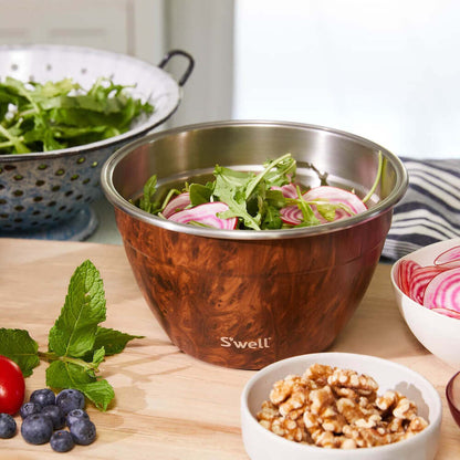 64OZ STAINLESS STEEL SALAD BOWL KIT TEAKWOOD