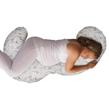 BOPPY TOTAL BODY PILLOW W/ REMOVABLE PILLOW COVER GRAY SCATTERED LEAVES