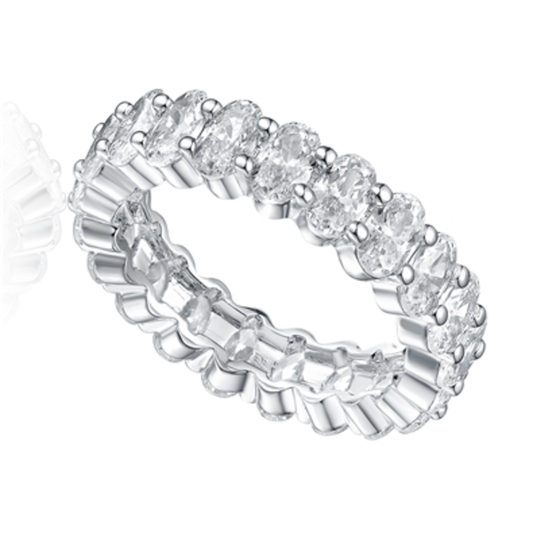 CZ RHODIUM SPARKLING CLASSIC RING, CLEAR, 7"