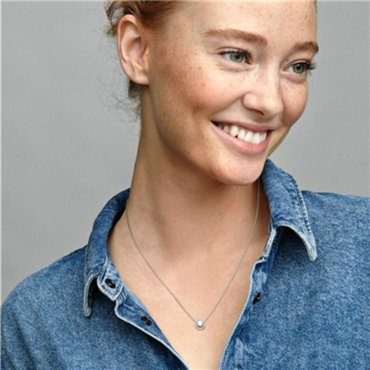 ROUND SPARKLE HALO NECKLACE, CLEAR CZ