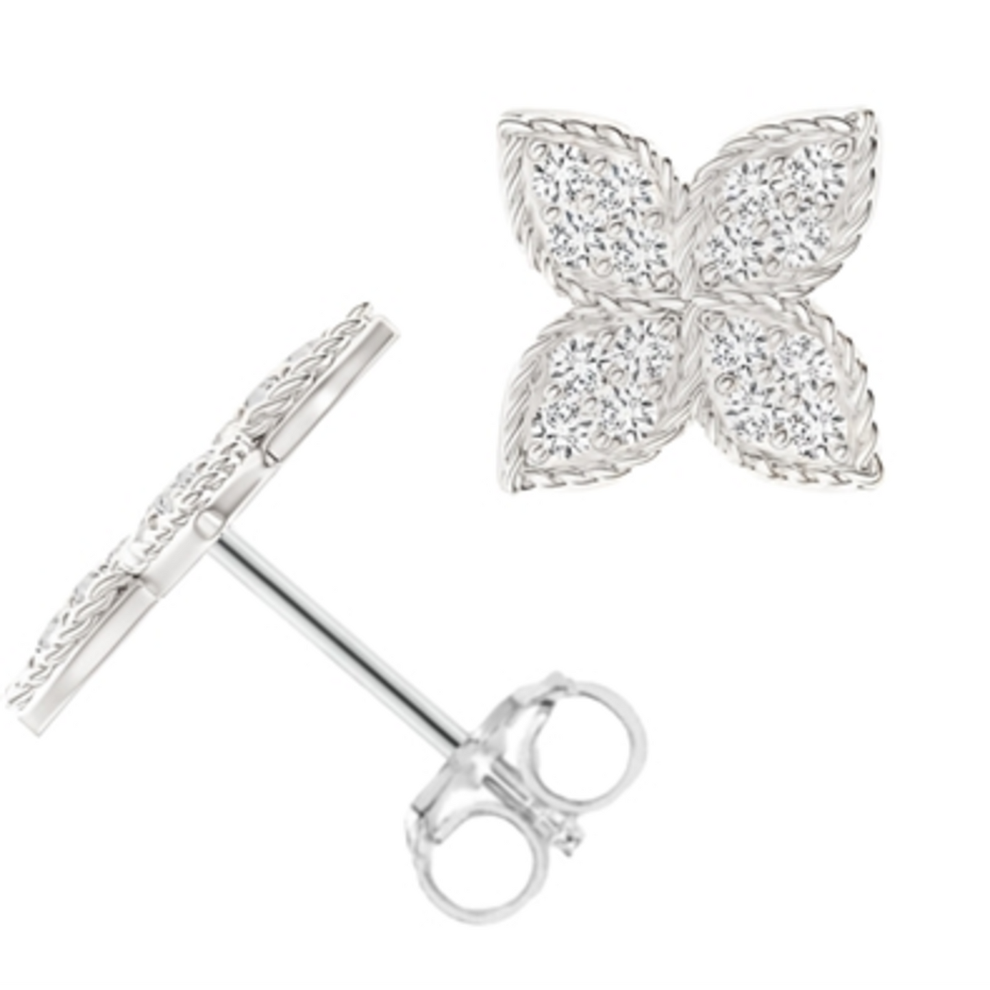 STERLING SILVER CRYSTAL EARRINGS, SILVER, 8MM